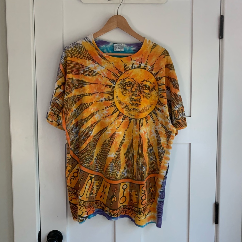 Vintage Liquid Blue Sun and Moon Shirt